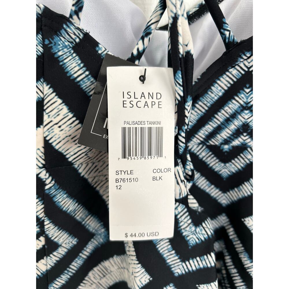 Island Escape Women Strappy Tankini Swim Beach Bikini Top Padded Blue Size 12 - Picture 2 of 6